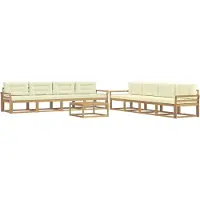 vidaXL Ensemble de salon de jardin , 9 pièces, blanc et crème, en polyester