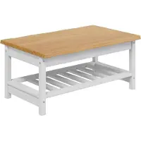 vidaXL Table basse EKAI, blanche, 100 x 60 x 45,5 cm, en bois massif de pin