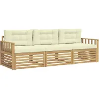vidaXL Ensemble de 3 assises de jardin , blanc et crème, en polyester