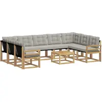 vidaXL Ensemble de salon de jardin, 10 pièces, blanc et gris clair
