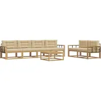 vidaXL Ensemble de salon de jardin 6 pièces, blanc et beige