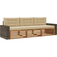 vidaXL Ensemble de 3 assises de jardin , couleur naturelle et beige, en polyester
