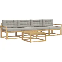 vidaXL Ensemble de salon de jardin 4 pièces, blanc et gris clair