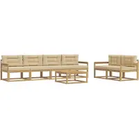 vidaXL Ensemble de salon de jardin 6 pièces, blanc et beige