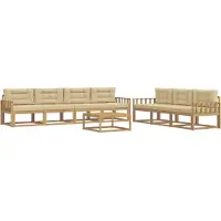 vidaXL Ensemble de salon de jardin 7 pièces, blanc et beige