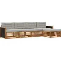 vidaXL Ensemble de canapés d'extérieur , 5 pièces, en polyester naturel et gris clair