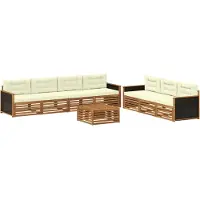vidaXL Ensemble de salon de jardin 8 pièces, couleurs naturelles et crème, en polyester
