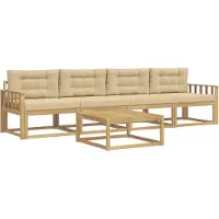 vidaXL Ensemble de salon de jardin 4 pièces, blanc et beige