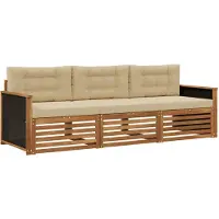 vidaXL Ensemble de 3 assises de jardin , couleur naturelle et beige, en polyester