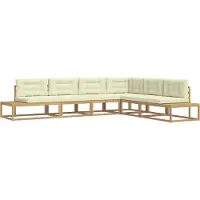 vidaXL Ensemble de canapés d'extérieur , 6 pièces, blanc et crème, en polyester