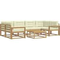 vidaXL Ensemble de salon de jardin 5 pièces, blanc et crème