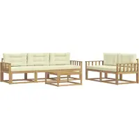 vidaXL Ensemble de salon de jardin 6 pièces, blanc et crème