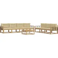vidaXL Ensemble de salon de jardin 7 pièces, blanc et beige