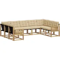 vidaXL Ensemble de salon de jardin 9 pièces, blanc et beige