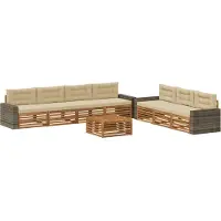 vidaXL Ensemble de salon de jardin 8 pièces, couleurs naturelles et beige, en polyester