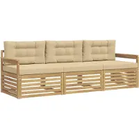vidaXL - Ensemble de salon de jardin composé de 3 pièces, blanc et beige, en polyester