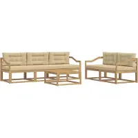 vidaXL Ensemble de salon de jardin 6 pièces, blanc et beige