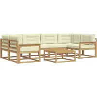 vidaXL Ensemble de salon de jardin 5 pièces, blanc et crème