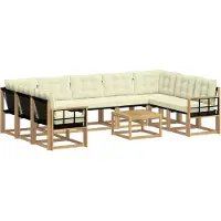 vidaXL Ensemble de salon de jardin 10 pièces, blanc et crème