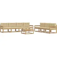 vidaXL Ensemble de salon de jardin 7 pièces, blanc et beige