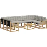 vidaXL Ensemble de salon de jardin, 10 pièces, blanc et gris clair