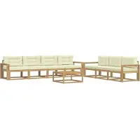vidaXL Ensemble de salon de jardin 7 pièces, blanc et crème