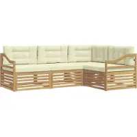 vidaXL Ensemble de salon de jardin 4 pièces, blanc et crème, en polyester