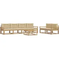 vidaXL Ensemble de salon de jardin 6 pièces, blanc et beige