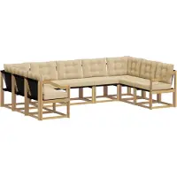 vidaXL Ensemble de salon de jardin 9 pièces, blanc et beige