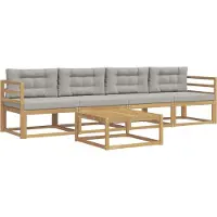 vidaXL Ensemble de salon de jardin 4 pièces, blanc et gris clair