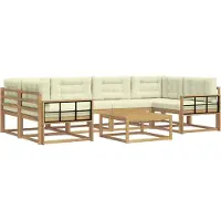 vidaXL Ensemble de salon de jardin 5 pièces, blanc et crème