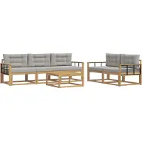 vidaXL Ensemble de salon de jardin 6 pièces, blanc et gris clair