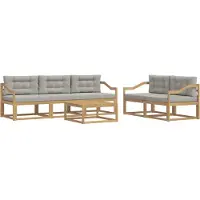 vidaXL Ensemble de salon de jardin 6 pièces, blanc et gris clair