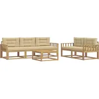 vidaXL Ensemble de salon de jardin 6 pièces, blanc et beige