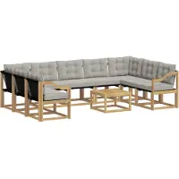 vidaXL Ensemble de salon de jardin, 10 pièces, blanc et gris clair