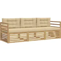 vidaXL - Ensemble de salon de jardin composé de 3 pièces, blanc et beige, en polyester