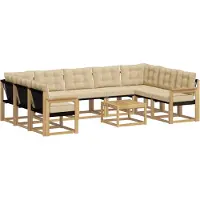 vidaXL Ensemble de salon de jardin 10 pièces, blanc et beige