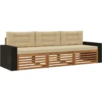 vidaXL Ensemble de 3 assises de jardin , couleur naturelle et beige, en polyester