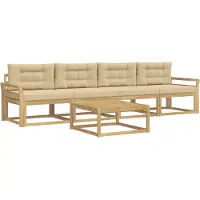 vidaXL Ensemble de salon de jardin 4 pièces, blanc et beige
