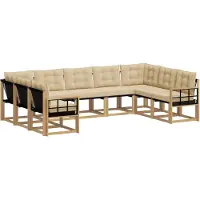 vidaXL Ensemble de salon de jardin 9 pièces, blanc et beige