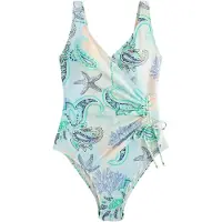 Next Maillot de bain modelant bleu clair / bleu foncé / jade / pêche