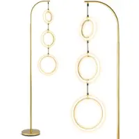 Costway Lampadaire LED à 3 sources lumineuses, 180 cm, avec 3 anneaux suspendus et interrupteur au pied, lampadaire sur pied, intensité réglable