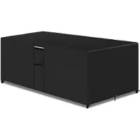 Markenlos Housse pour ensemble de mobilier de jardin avec ouvertures d'aération - Housse de table de terrasse très résistante - Imperméable et coupe-vent - Noir - 170 x 94 x 71 - Tissu Oxford 600D