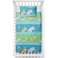 Famanu Parure de lit pour enfants, 100 % coton, 100 x 135 cm, motif animalier, oreiller 40 x 60 cm
