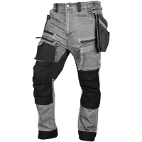 Neo Tools Spodnie robocze DENIM, wzmocnienia Cordura, odpinane kieszenie kaburowe, szare, rozmiar XS (XS)