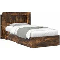 Syfax Cadre de lit avec rangement Chêne fumé 90 x 190 cm