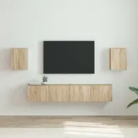 Prolenta Meuble TV mural exclusif - 2 pièces, placage bois Sonoma