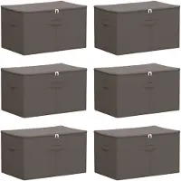 vidaXL Boîtes de rangement, lot de 6, en tissu non tissé, 60 x 43 x 35 cm, 90,3 L, couleur gris