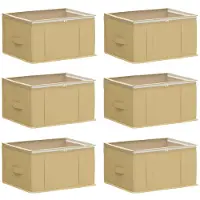 vidaXL Boîte de rangement avec fenêtre transparente sur le dessus, lot de 6, couleur crème