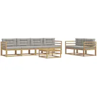 vidaXL Ensemble de salon de jardin 6 pièces, blanc et gris clair